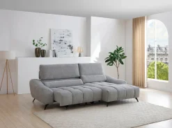Vente-unique Sofá rinconera derecha relax con asiento deslizante en tela ELOSIA