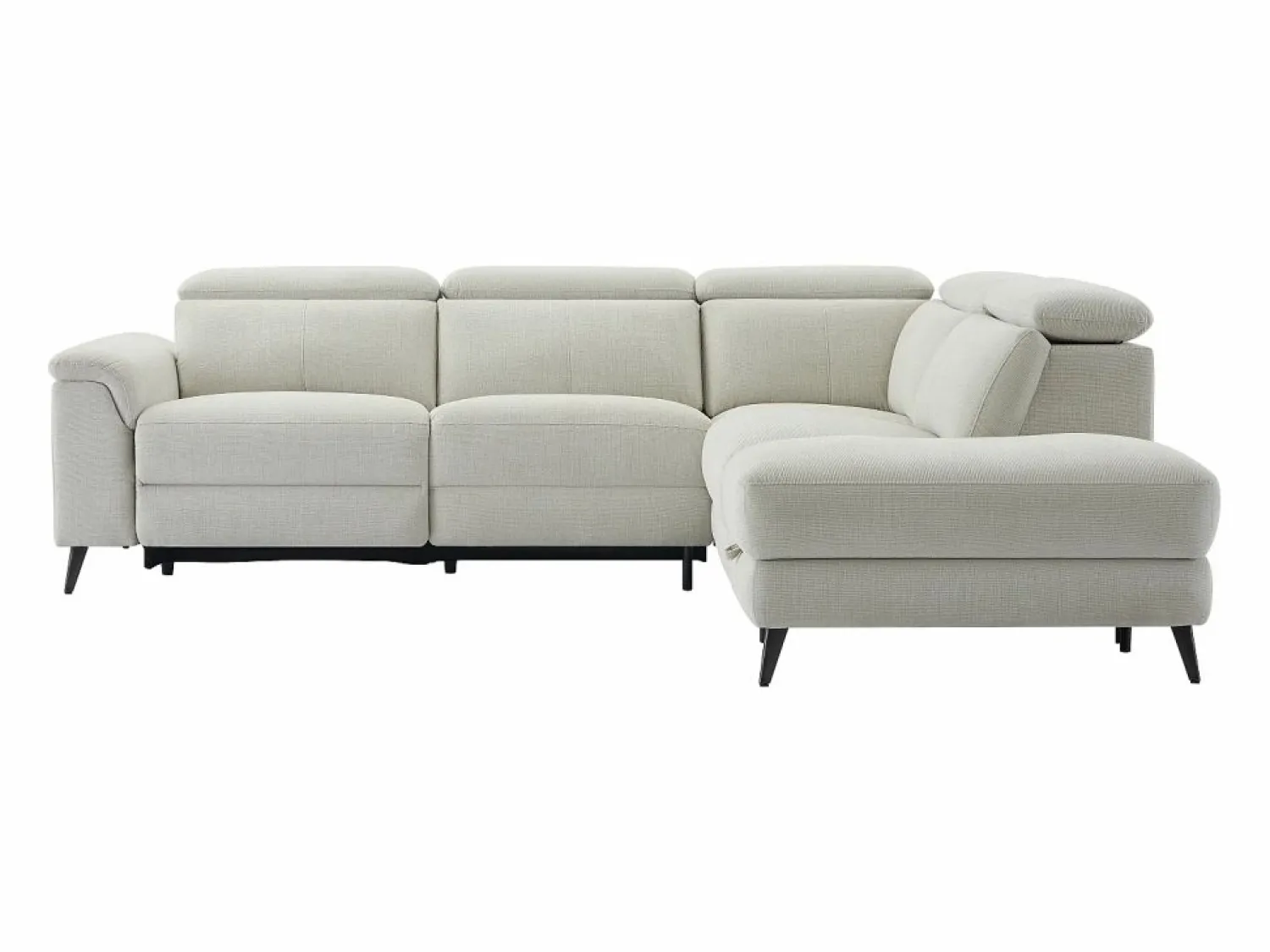 Vente-unique Sofá rinconera derecha relax eléctrico de tela MAKORO Beige