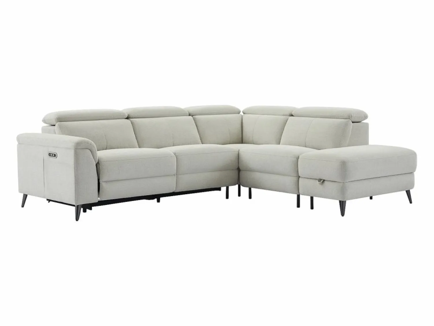 Vente-unique Sofá rinconera derecha relax eléctrico de tela MAKORO Beige
