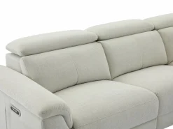 Vente-unique Sofá rinconera derecha relax eléctrico de tela MAKORO Beige