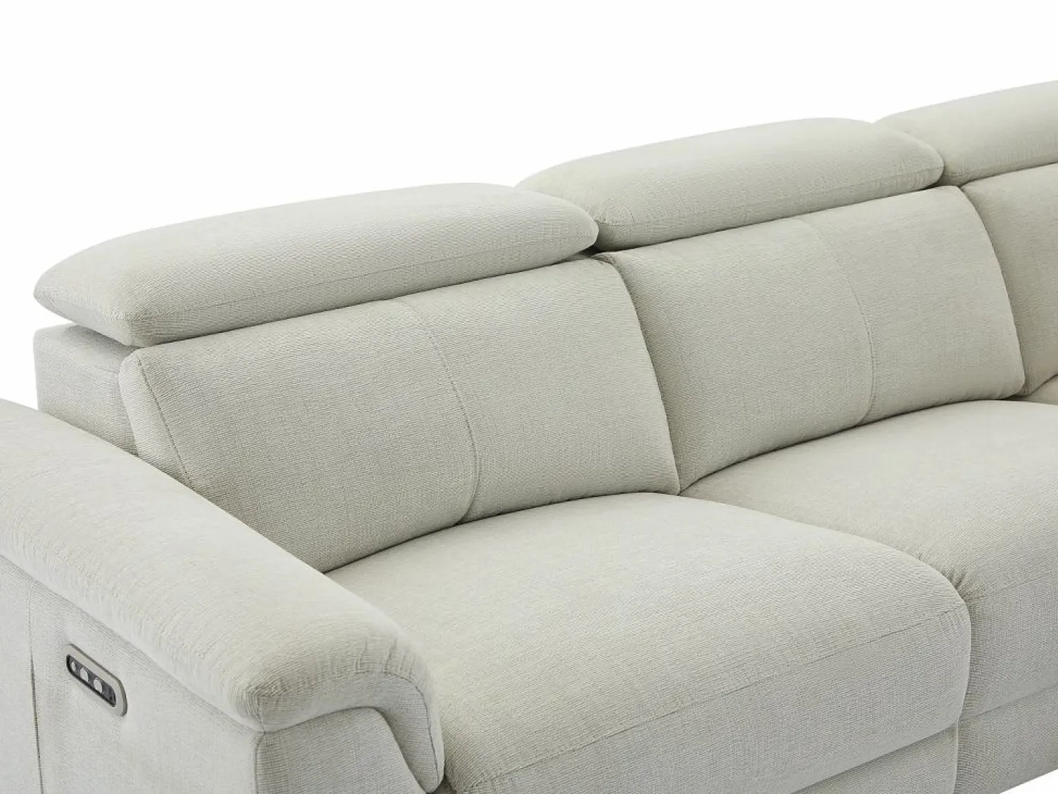 Vente-unique Sofá rinconera derecha relax eléctrico de tela MAKORO Beige