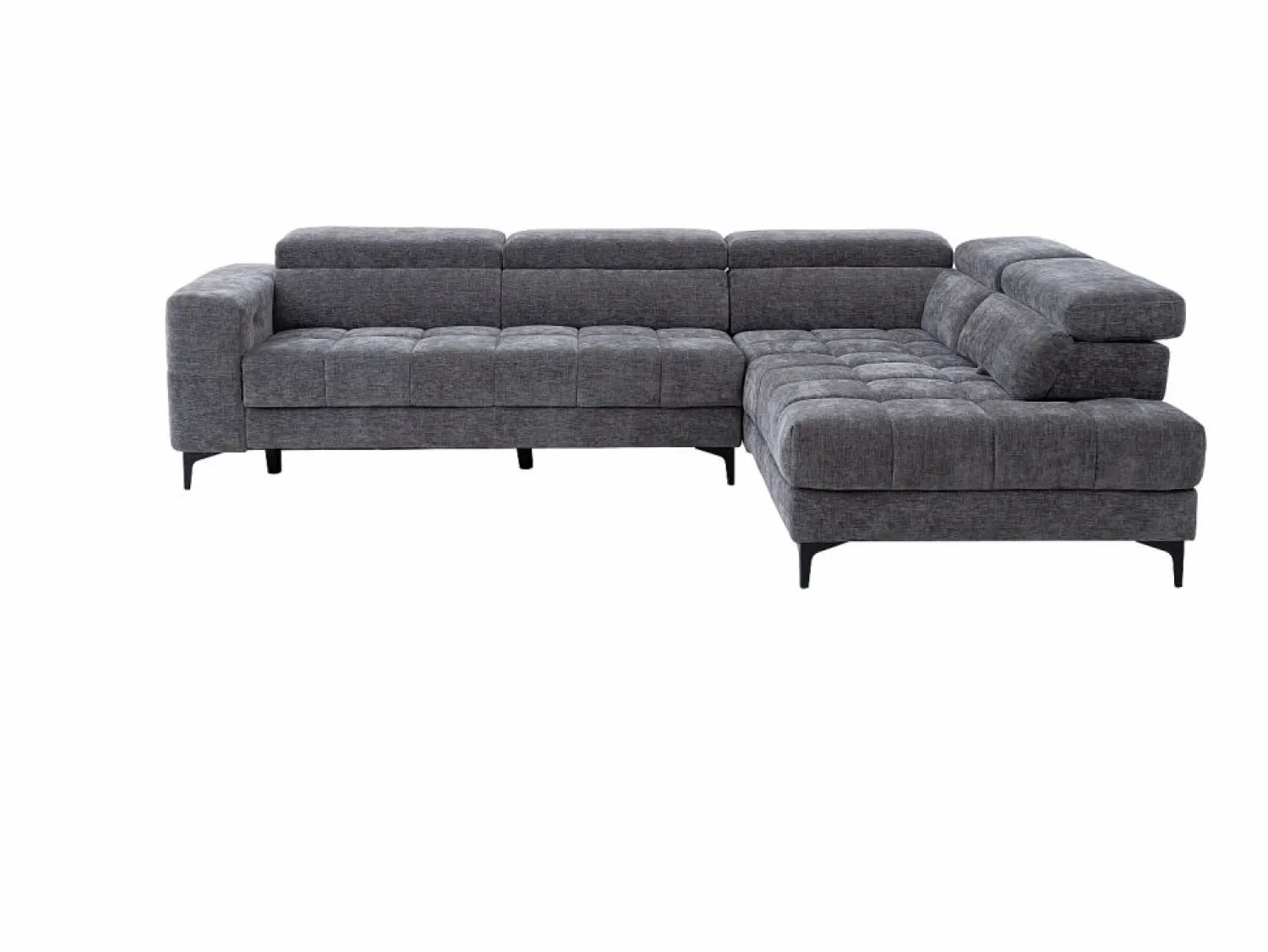 Online Vente-unique Sofá rinconera derecha relax eléctrico con asiento deslizante de tela antracita MONISO Gris antracita