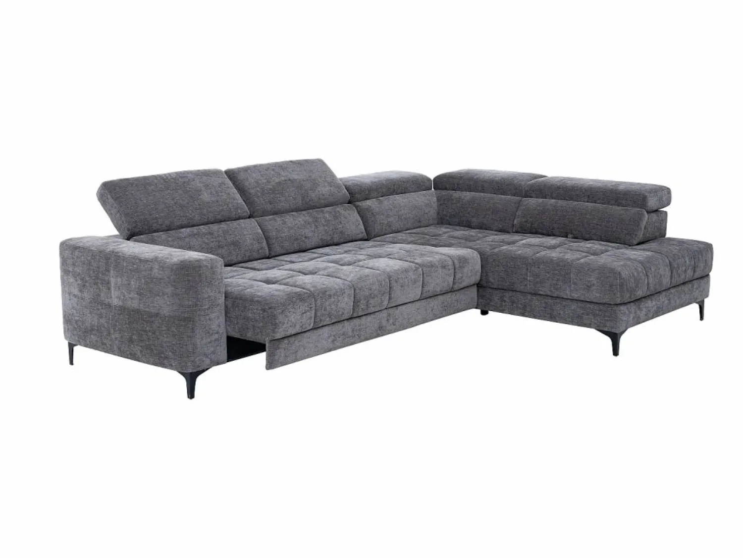 Online Vente-unique Sofá rinconera derecha relax eléctrico con asiento deslizante de tela antracita MONISO Gris antracita