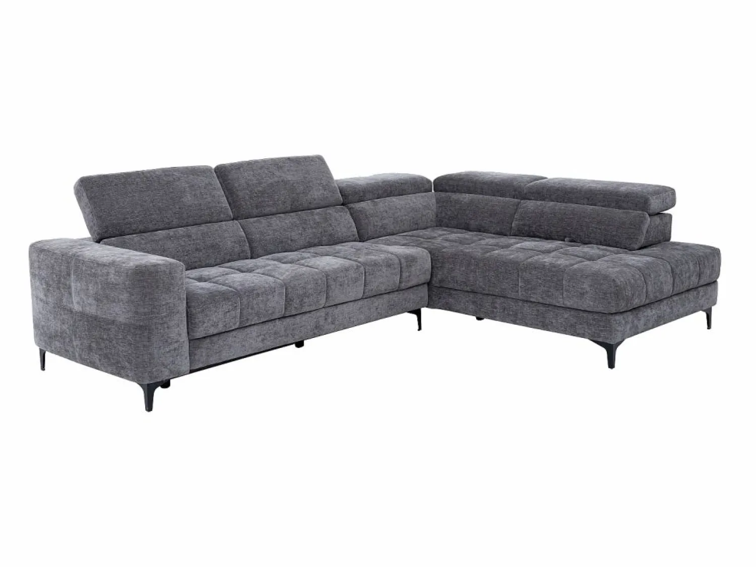 Online Vente-unique Sofá rinconera derecha relax eléctrico con asiento deslizante de tela antracita MONISO Gris antracita