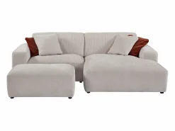 Maison Céphy Sofá rinconera derecha y chaise longue de pana TIRONO de Beige