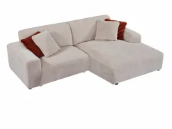 Maison Céphy Sofá rinconera derecha y chaise longue de pana TIRONO de Beige