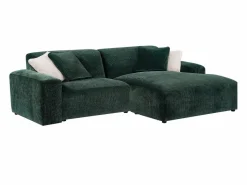 Clearance Maison Céphy Sofá rinconera derecha y chaise longue de pana TIRONO de Verde pino