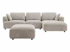 Sofá rinconera derecha y puf en tela TINDRALO Sofá Modular