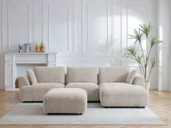 Sofá rinconera derecha y puf en tela TINDRALO Sofá Modular
