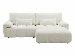 Online Vente-unique Sofá rinconera derecho en chenilla ANELKO Blanco roto