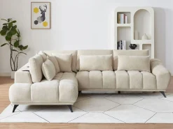 Vente-unique Sofá rinconera izquierda con respaldo reclinable en terciopelo texturizado MAVIRO