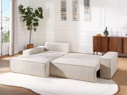 Sofá rinconera izquierda convertible en textura de tela AMELIA Sofás Y Sillones|Sofá - 4 Plazas