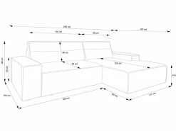 Sofá rinconera izquierda convertible en textura de tela AMELIA Sofás Y Sillones|Sofá - 4 Plazas
