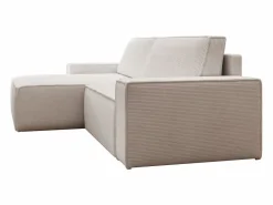 Best Vente-unique Sofá rinconera izquierda de terciopelo 4 plazas AMELIA Beige