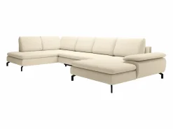 Vente-unique Sofá rinconera izquierda panorámico en tela texturizada ARCHIBALD Beige
