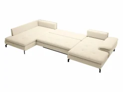 Vente-unique Sofá rinconera izquierda panorámico en tela texturizada ARCHIBALD Beige