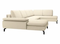 Vente-unique Sofá rinconera izquierda panorámico en tela texturizada ARCHIBALD Beige