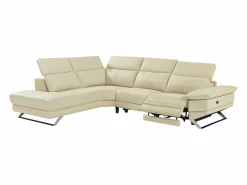 Discount Vente-unique Sofá rinconera izquierda PUNO II con función de reclinación eléctrica en piel de vacuno Beige