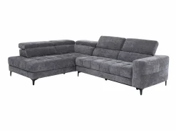 Vente-unique Sofá rinconera izquierda relax eléctrico con asiento deslizante de tela antracita MONISO