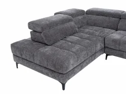 Vente-unique Sofá rinconera izquierda relax eléctrico con asiento deslizante de tela antracita MONISO