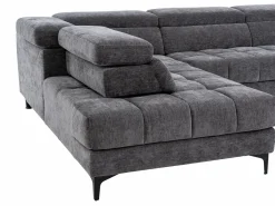 Vente-unique Sofá rinconera izquierda relax eléctrico con asiento deslizante de tela antracita MONISO