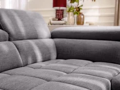 Vente-unique Sofá rinconera izquierda relax eléctrico con asiento deslizante de tela antracita MONISO
