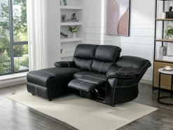 Sale Vente-unique Sofá rinconera izquierda relax de piel sintética de color CANBY Negro