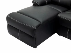 Sale Vente-unique Sofá rinconera izquierda relax de piel sintética de color CANBY Negro