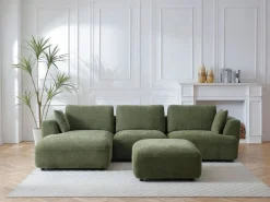 Sale Sofá rinconera izquierda y puf de tela TINDRALO Sofá Modular|Sofá Rinconera