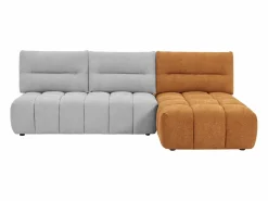 Outlet Sofá rinconera modular con respaldo desplazable en tejido gris claro y terracota APOLIU Sofás Y Sillones|Sofá Modular