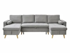 Clearance Vente-unique Sofá rinconera panorámico convertible en tela KORI Gris claro