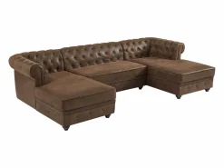 Hot Sofá rinconera panorámico de microfibra con aspecto de cuero envejecido CHESTERFIELD Sofá Vintage|Sofás Chesterfield