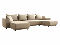 Discount Vente-unique Sofá rinconera panorámico de tela NESSARO Beige