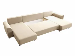 Discount Vente-unique Sofá rinconera panorámico de tela NESSARO Beige