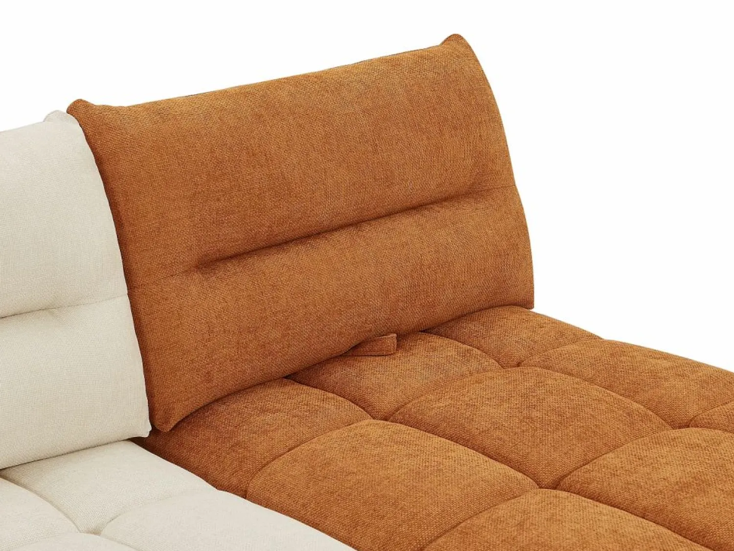 Vente-unique Sofá rinconera panorámico modular y puf con respaldo avanzar-retroceder beige y terracota APOLIU