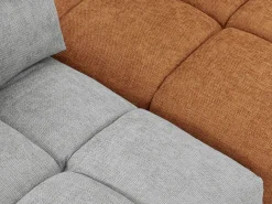 Vente-unique Sofá rinconera panorámico modular y puf con respaldo avanzado-retroceso gris y terracota APOLIU