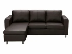 Best Vente-unique Sofá rinconera piel sintética color marrón ACKLEY Marru00f3n chocolate