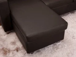 Best Vente-unique Sofá rinconera piel sintética color marrón ACKLEY Marru00f3n chocolate