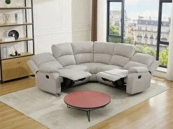 Discount Vente-unique Sofá rinconera reclinable de tela jaspeado color RIETI Beige