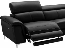 Clearance Vente-unique Sofá rinconera relax de piel ángulo derecho SITIA Negro