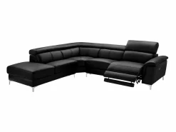 Sale Vente-unique Sofá rinconera relax de piel ángulo izquierdo SITIA Negro