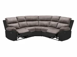 Vente-unique Sofá rinconera relax: manual gris y negro de microfibra y piel sintética TOLZANO
