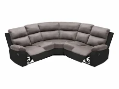 Vente-unique Sofá rinconera relax: manual gris y negro de microfibra y piel sintética TOLZANO
