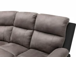 Vente-unique Sofá rinconera relax: manual gris y negro de microfibra y piel sintética TOLZANO