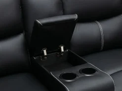 Vente-unique Sofá rinconera relax: manual de piel sintética negra CANBY