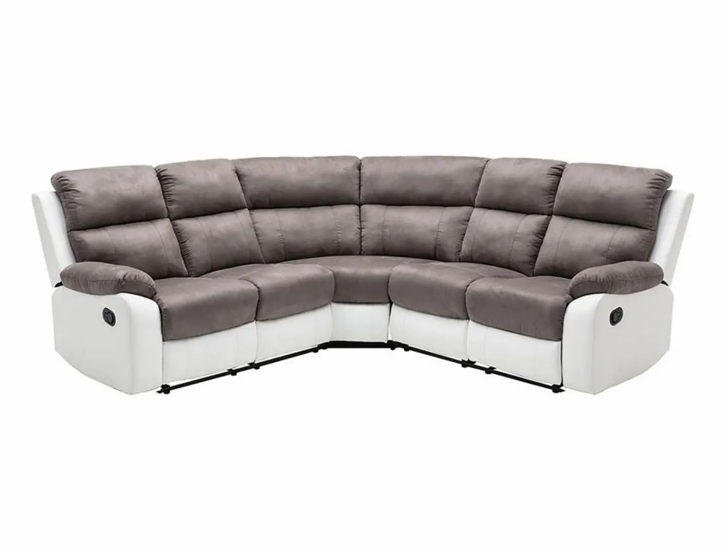 Vente-unique Sofá rinconera relax: manual gris y blanco de microfibra y piel sintética TOLZANO