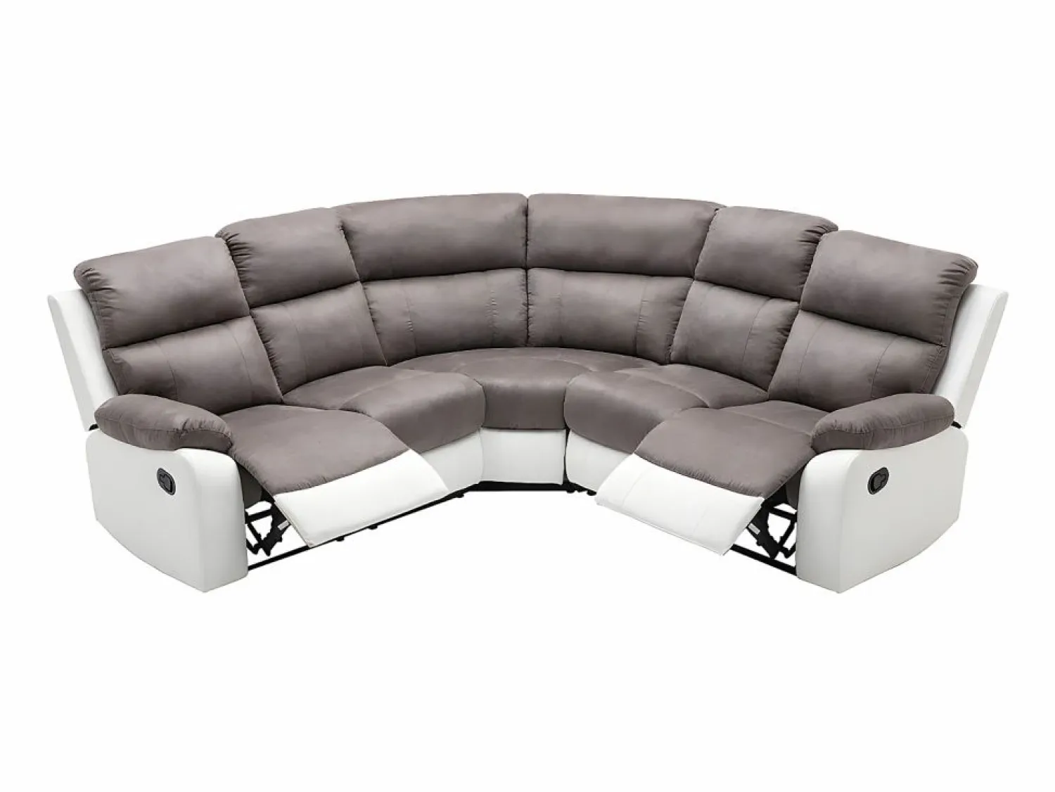 Vente-unique Sofá rinconera relax: manual gris y blanco de microfibra y piel sintética TOLZANO