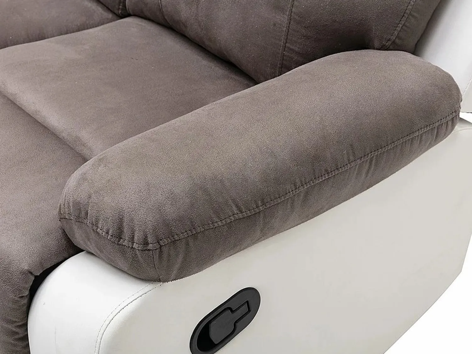 Vente-unique Sofá rinconera relax: manual gris y blanco de microfibra y piel sintética TOLZANO