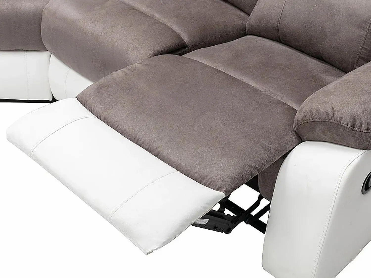 Vente-unique Sofá rinconera relax: manual gris y blanco de microfibra y piel sintética TOLZANO
