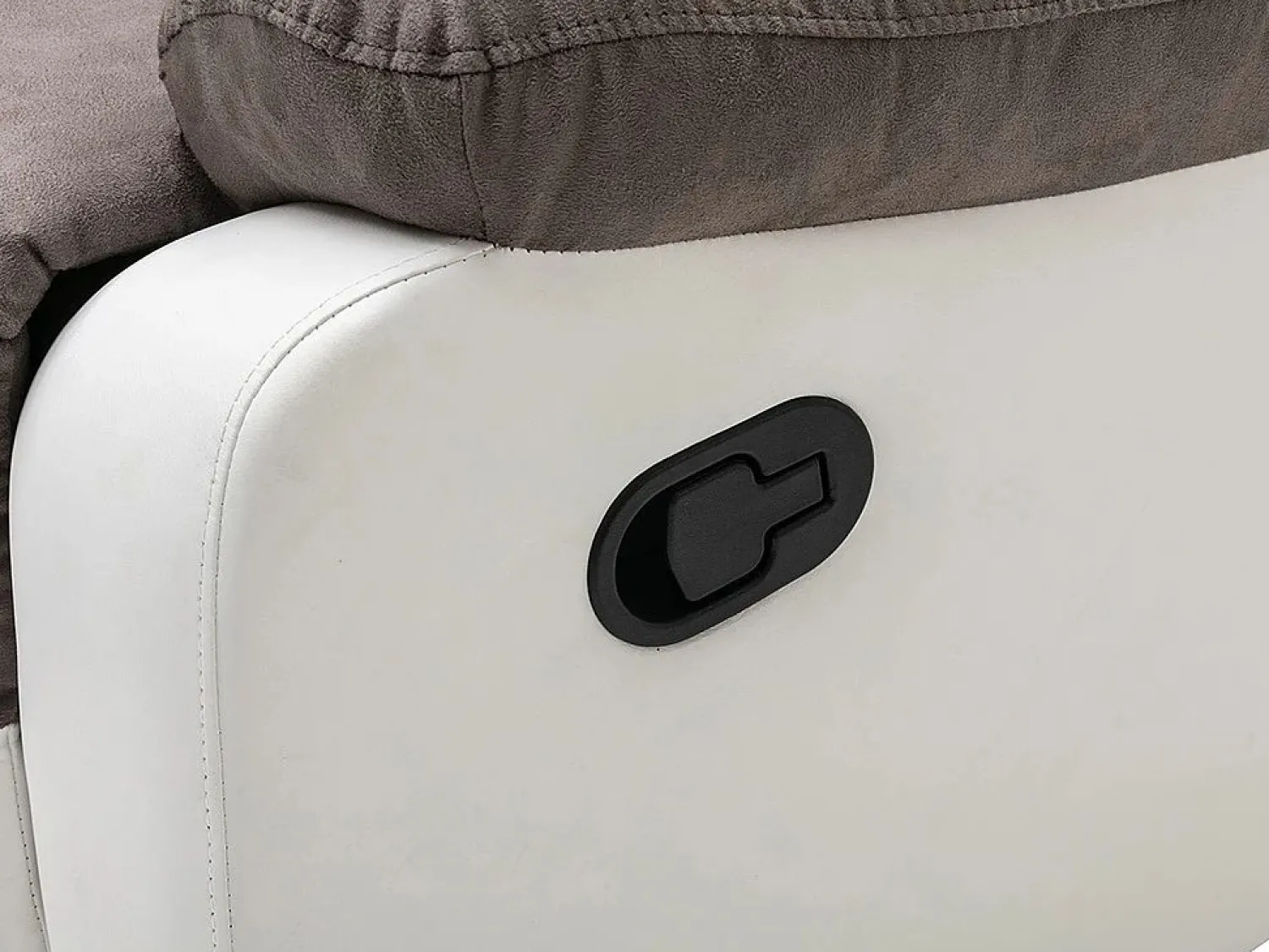 Vente-unique Sofá rinconera relax: manual gris y blanco de microfibra y piel sintética TOLZANO